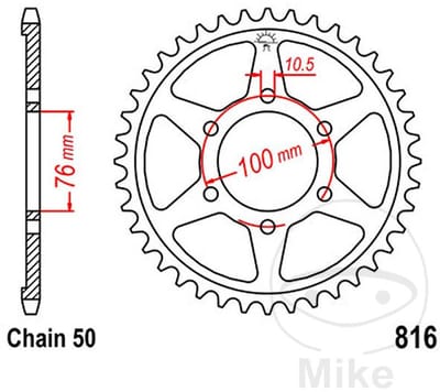 JT Tandwielen voor motorfiets JTR816.45 / 45dts P530 Al 100 Gloednieuw