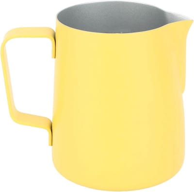 Melkopschuimkan Roestvrijstaal - Barista Kruik - Latte Kunst Maken - Precisie Tuit - 380 ml - Lichtgeel