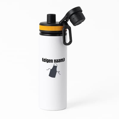 Hacebo® - schort waterfles met draaidop oranje - Kok - iemand die goed kan koken - met eigen naam - leuk cadeau voor iemand die chefkok is - cadeau - kado - water fles - 850ML