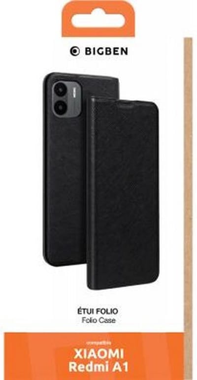Bigben Connected, Hoesje geschikt voor Xiaomi Redmi A1 / Redmi A2 - Folio met Kaarthouder & Videostandaard, Zwart