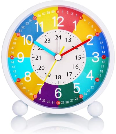 EXCITAT Kinderwekker - Tikt niet - Leerwekker geschikt voor kinderen met nachtlampje - Werkt op batterijen - Geschikt voor beginnende jongens en meisjes