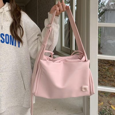 Grote Capaciteit Roze Student Klas Casual Woon-werkverkeer Speelgoedtas Nieuwe Getextureerde Eénschouder Crossbody Tas voor Vrouwen gray