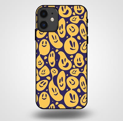 Smartphonica Telefoonhoesje voor iPhone 11 met smiley opdruk - TPU backcover case emoji design - Paars Geel geschikt voor iPhone 11