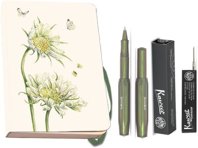Kaweco - Bekking & Blitz - Schrijfwarenset - NOTEBOOK KLEIN 9,5X15 harde kaft groen - Rollerbal Shadow Green - vullingen