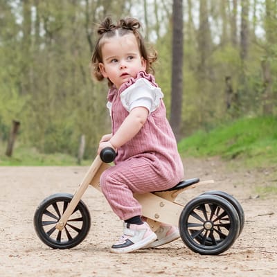 Bandits and Angels Smart Bike 4in1 classic met mandje - Houten loopfiets driewieler vanaf 1 jaar
