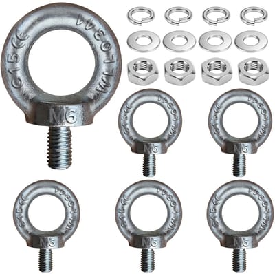 Dailygoods- Ringschroef M6 - 6 Stuks - Draagvermogen 90 Kg - Oogbout - Bevestiging/Ophanging - Verzinkt C15 - DIN 580