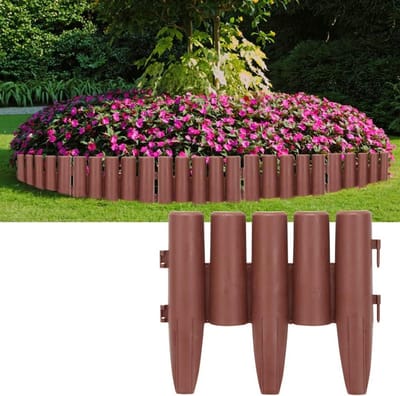 Gazonrand Kunststof - Tuinrand Maairand - Tuin Afscheiden - Houtlook Design - 19.6M 70 Stuks - Bruin
