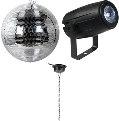 Spiegelbol 20 cm - incl. motor en spot - Ayra DanceFX MB20 - Multikleur