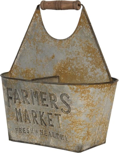Clayre & Eef Plantenstandaard Binnen 6Y3919 27*21*30 cm Grijs Ijzer Zeshoek Farmers Market Plant Pot Planthouder