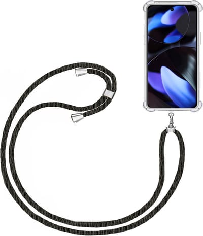 Telefoonkoord + Hoesje Geschikt voor Google Pixel 9 / 9 Pro - Lengte Verstelbaar - Telefoonketting - Shock Proof Case - Zwart