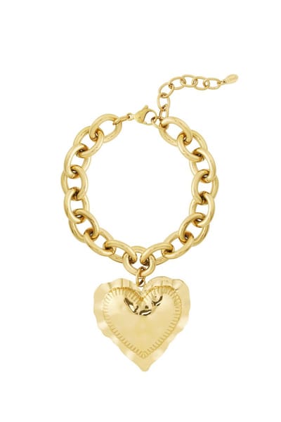 Bijoutheek Armband (Sieraad) Chunky Hart Schakels Goud