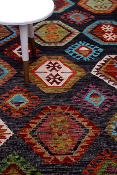 Kleurrijk Tapijt Laagpolig Handgeweven Wollen Vloerkleed - Koho Afghan Kelim 308x198 - 308x198cm- Modern - Woonkamer - Salon - Slaapkamer - Eetkamer