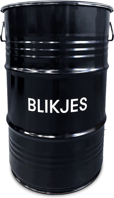 BinBin Handle Blikjes - Afvalscheidingsprullenbak - Zwart Metaal - Ø40x58 cm - 60L - Handvat Deksel - Statiegeld Blikjes