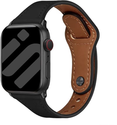 Strap-it leren bandje met drukknoopsluiting - horlogebandje geschikt voor Apple Watch 1/2/3/4/5/6/7/8/9/10/11/SE/Ultra (2) (38/40/41/42mm) - zwart