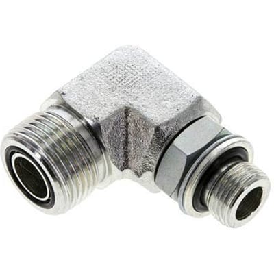 UNS 1''-14 x G 3/8'' Buitendraad Verzinkt Stalen L-Fitting 90graden ORFS 400 Bar - Hydrauliek - FL2E-M-EZE-100U-038G-O