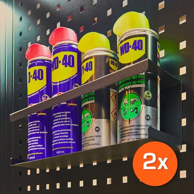 Datona® Spuitbushouder Set - 2 Stuks - Voor Gatenbord Werkbank of Gereedschapswagen - Diameter Gaten 7 cm - Zwart