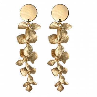 Clip oorbellen -bloem -goudkleurig -Charlotte- lang- geen gaatje- Charme Bijoux