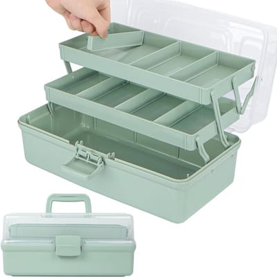 Multifunctionele Opbergdoos van 31.8 cm met Compartimenten voor Knutselmateriaal, Gereedschap en Medicijnen - Ideaal voor Haaraccessoires en Naaibenodigdheden met 2 Laden