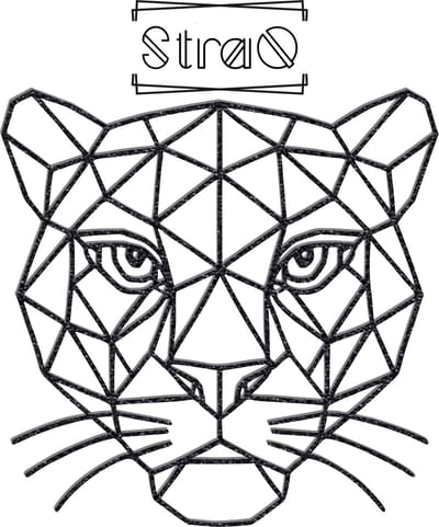 StraQ Zwarte Geometrische Luipaard 24 cm - Dierenkop - Panter - Muurdecoratie - Wandversiering - Wanddecoratie