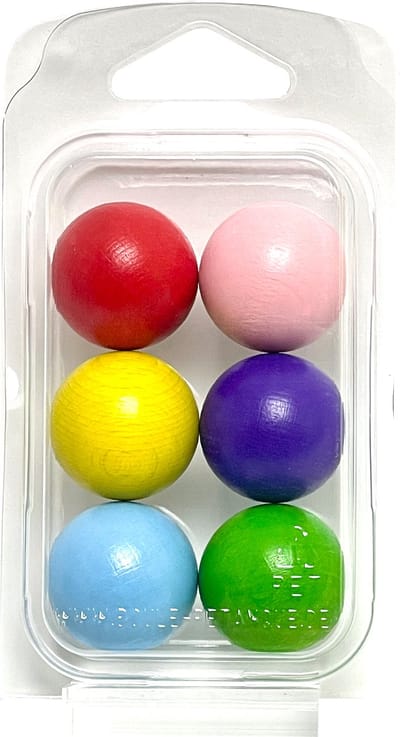 Boulemaus - Jeu de Boules - FM-2 - 6 Buts - kleuren: rood - rosa - geel - violet - lichtblauw - lichtgroen - 30mm