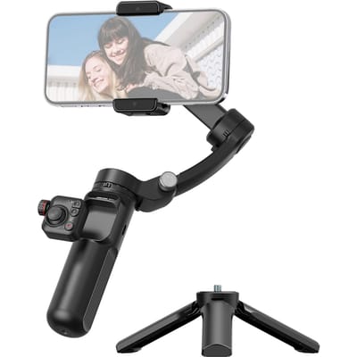 TOKQI M02 Kit IA Stabilisateur Cardan 3 Axes Portable pour Téléphone Vlog Cardan Anti-tremblement Suivi IA Contrôle par Gestes avec M02 gray