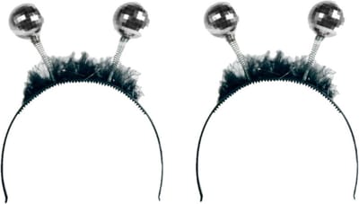 Folat Party disco/eighties thema discoballen diadeem - 4x stuks - voor dames - kunststof