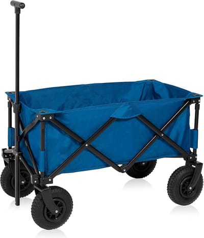 Opvouwbare handkar met luchtbanden - 103 L - tot 70 kg draagvermogen - Blauw