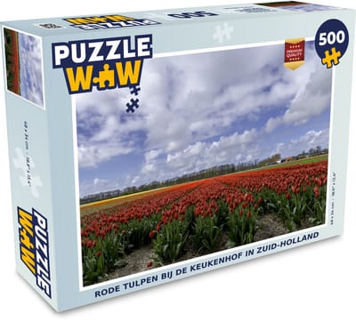 Puzzel Rode tulpen bij de Keukenhof in Zuid-Holland - Legpuzzel - Puzzel 500 stukjes