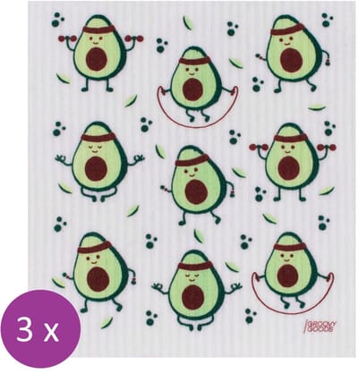 Set van 3 Ecologische Sponsdoekjes - Avocado - Vegan - Plasticvrij - Wasbaar - Composteerbaar - Groovy Goods