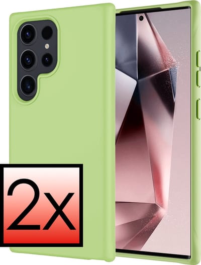 Hoesje - 2 Stuks - Geschikt voor Samsung Galaxy S24 Ultra - Sterk & Shockproof - Case Siliconen - Back Cover - Telefoon Hoes - Groen