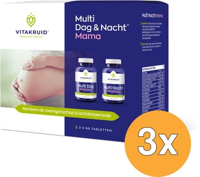 3x Vitakruid Multi Dag & Nacht Mama 100% Vegan (2 x 90 tabletten)