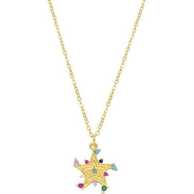 Luxenter ketting in metaallegering en multicolor zirkonia, afgewerkt in 18 karaat geel goud - Ryaiss