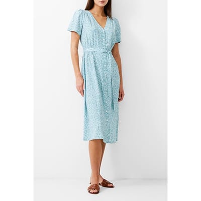 French Connection Breya Button Midi Dress Still Water Size: 6 | Shirt Dresses Outlet | Dames | Blauw