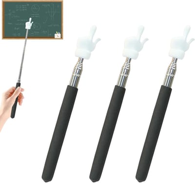 Telescopische Aanwijzer - Uitschuifbare Vinger - Klas Presentatie - Vingervormige Tip - 17 tot 55 cm - Zwart