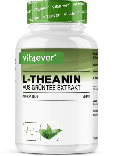 Vit4ever – L-Theanine – Aminozuursupplement – 750 mg – 180 Capsules – Groene Thee Extract – Vegan – Hooggedoseerd