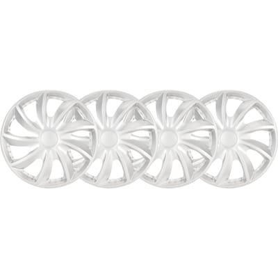 4 pièces Enjoliveurs de Roue 13 pouces Résistants aux Rayures Couvercle Universel de Jante pour Voitures Camions Fourgonnettes Argenté white