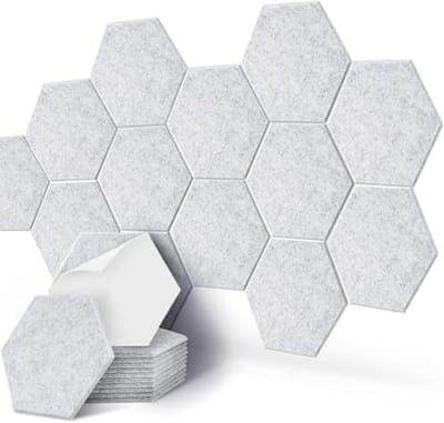 Zelfklevende Akoestische Absorptiepanelen - 24 Stuks - Geluidsdicht en Hoge Dichtheid - Zeshoekige Geluidsabsorberende Panelen voor Thuis en Studio