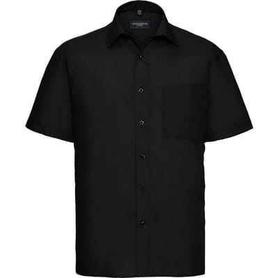 Russell Collection Heren Poplin Easy-Care overhemd met korte mouwen (Zwart)