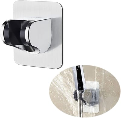 Handdouchehouder, verstelbare douchehouder, 45° verstelbare douchekophouder, douchekophouder, zonder boren, voor handdouche of douchekop, ABS-kunststof, zilver