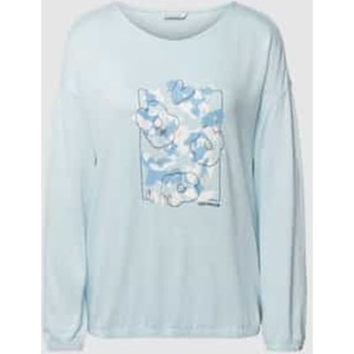 Shirt met lange mouwen, motiefprint en extra brede schouders