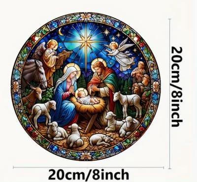 Raamhanger Kerst - Glas in Lood effect Kerstmis - Geboorte Jezus