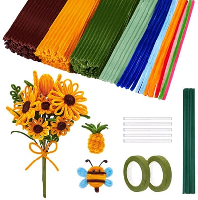 Knutseldraad Set - Chenille Stelen - Bloemen Maken - 300 Stuks - Bloemendraad Tuindraad