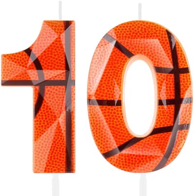 Dailygoods- Verjaardagskaarsen 3D Basketbal Nummer 10 - Taartdecoratie - Cake Topper - Premium Wax - Oranje - Gemakkelijk te gebruiken