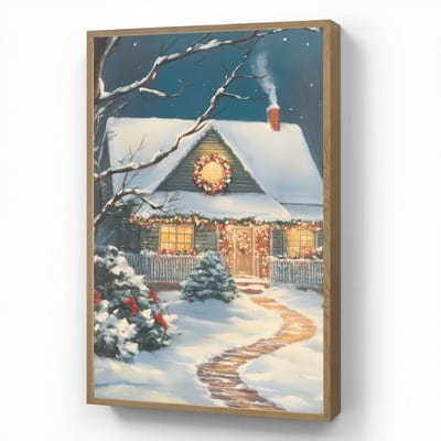 Wandlamp 60x90 cm - Oplaadbaar - Kerst - Kerstboom - Winter - Huis - Sneeuw - Wandlampen binnen woonkamer - Slaapkamer lamp - Decoratieve nachtlamp - Vloerlamp draadloos