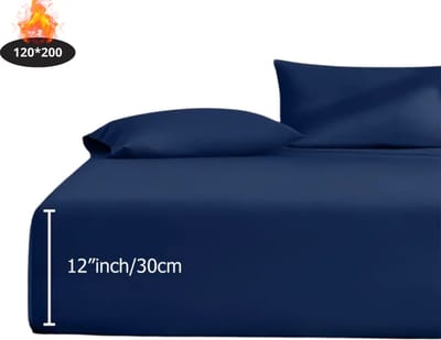 Nivard Hoeslaken Set - Inclusief Kussensloop - 3 Delige Set - Beddengoed - Fitted Sheet - Pillow Case - Bed - Blauw 120 x 200