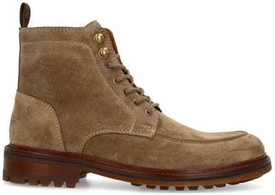 Manfield - Heren - Taupe suède veterboots - Maat 40