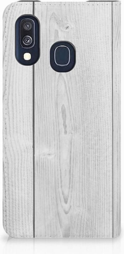 Samsung Galaxy A40 Book Wallet Case White Wood