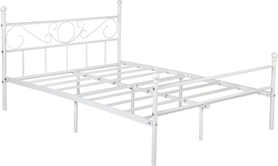 Metalen Bedframe - Twijfelaar - Incl. lattenbodem - 140x200cm - Wit