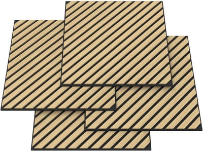 Akoestisch wandpaneel Vang 4-delig set 1,44 m² diagonaal eikenkleurig 60x60 cm NEU.HOLZ