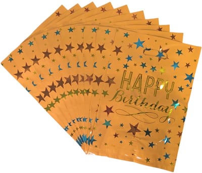 Fako Bijoux - Folie Uitdeelzakjes Happy Birthday - 10 stuks - Traktatie Zakjes Voor Uitdeelcadeautjes - Uitdeelzakjes Kinderfeestje - Verjaardag - Oranje